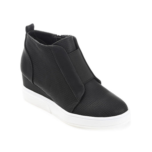 Journee CLARA WEDGE SNEAKERS IN VEGAN LEATHER - Black PU