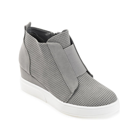 Journee CLARA WEDGE SNEAKERS IN VEGAN LEATHER - Grey PU