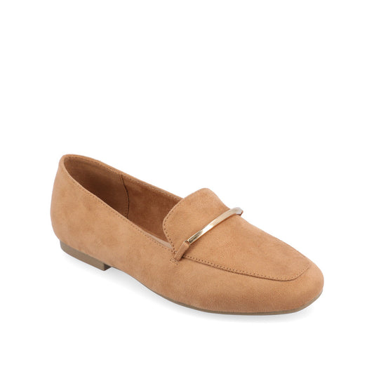 Journee WRENN FAUX SUEDE FLATS IN WIDE - Tan Faux Suede