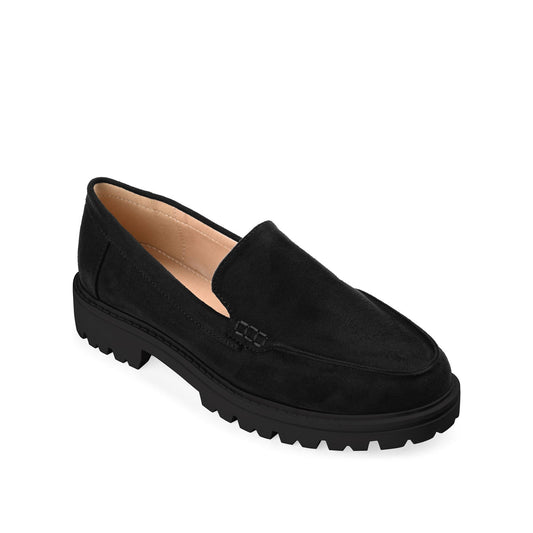 Journee ERIKA LOAFER FLATS IN FAUX SUEDE - Black Faux Suede