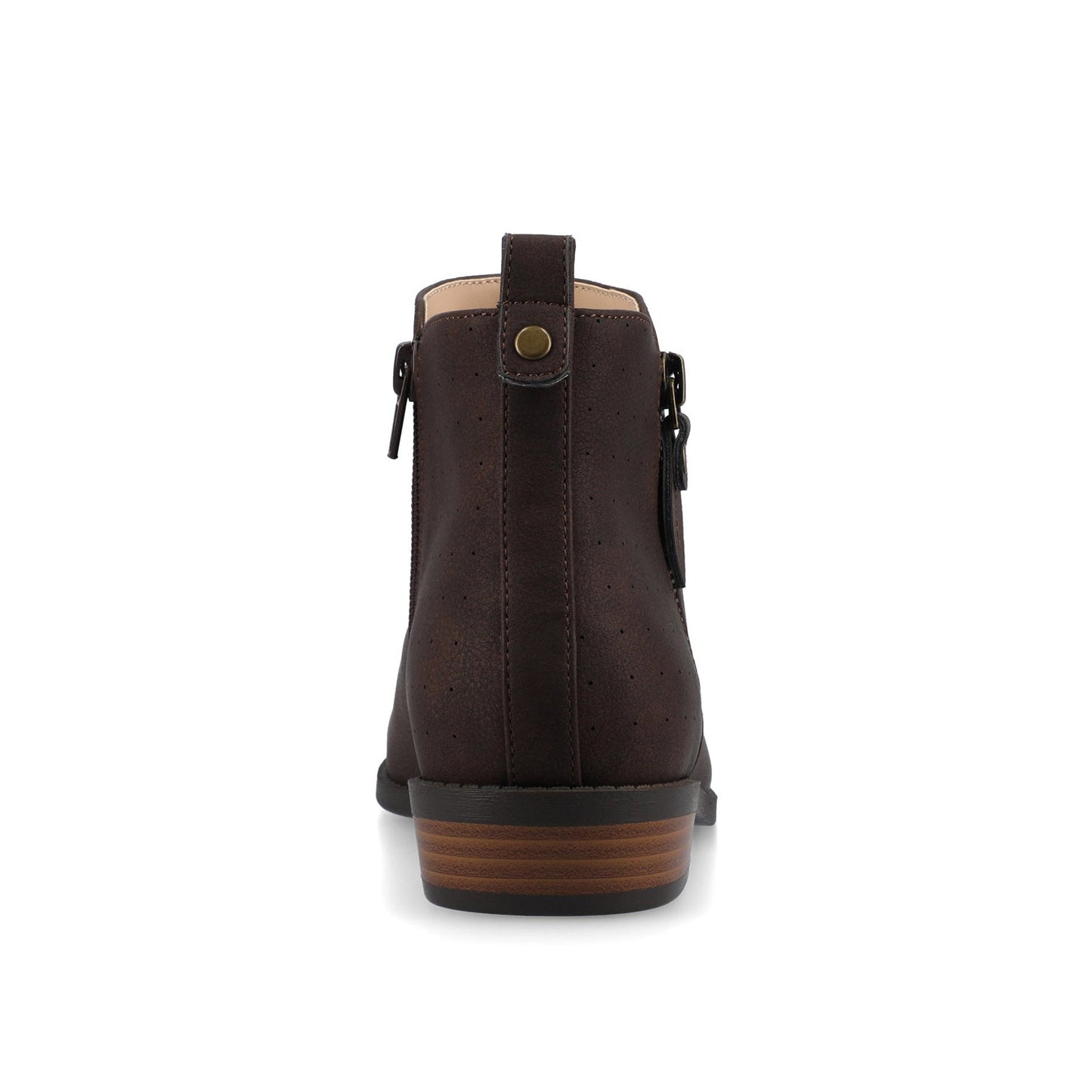 Journee ELLIS ZIP UP VEGAN LEATHER BOOTIES IN WIDE - Vintage Chocolate