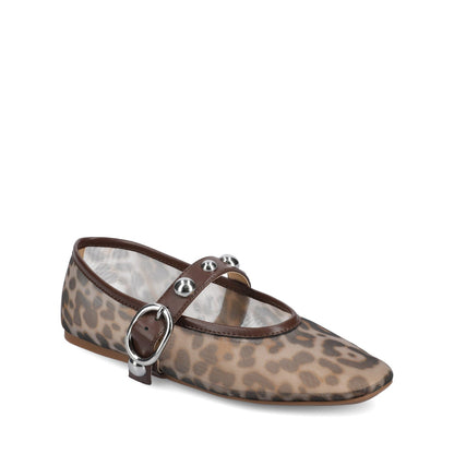Journee NAVEAH BALLET FLATS - Snow Leopard Mesh