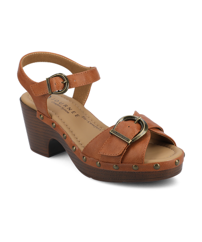 Journee SISILIA CLOG SANDALS - Cognac