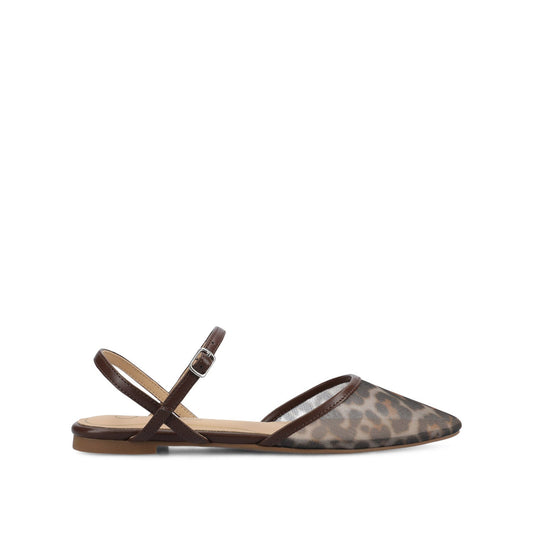Journee MARTINE SLINGBACK FLATS - SNOW LEOPARD MESH