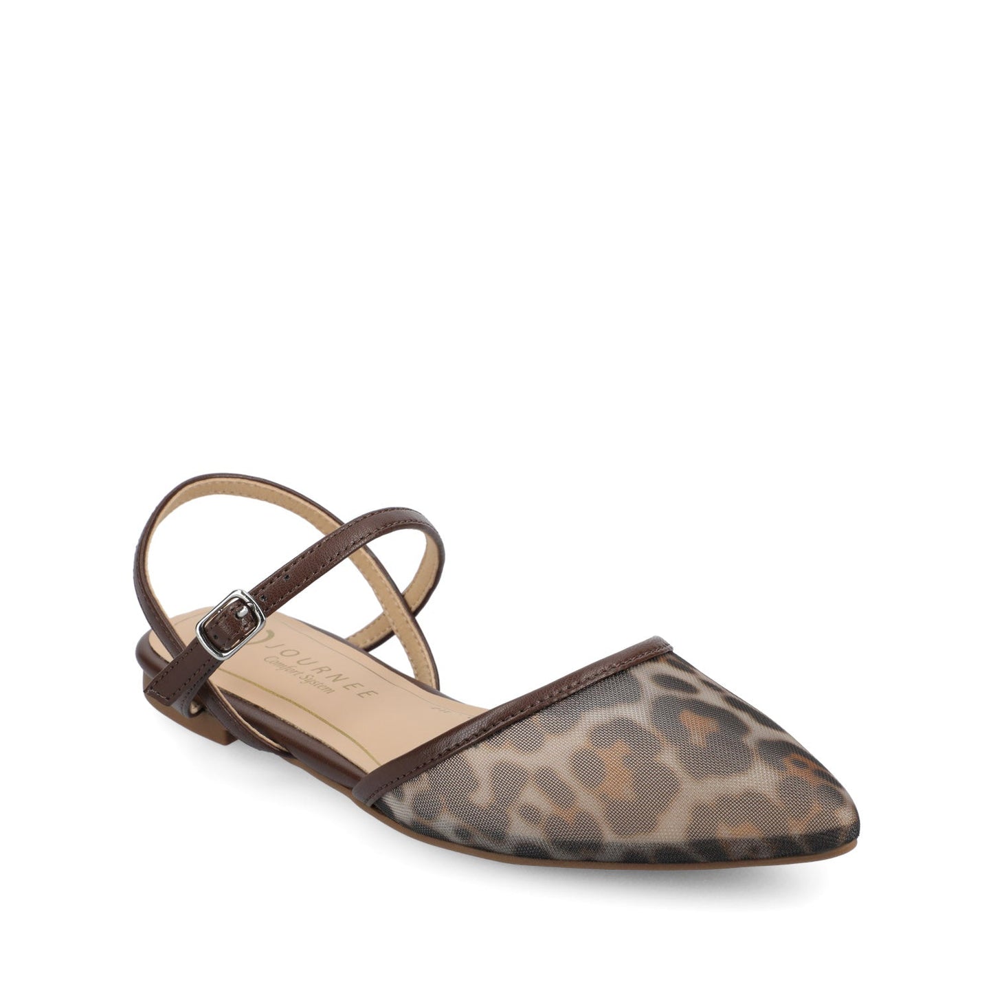 Journee MARTINE SLINGBACK FLATS - SNOW LEOPARD MESH