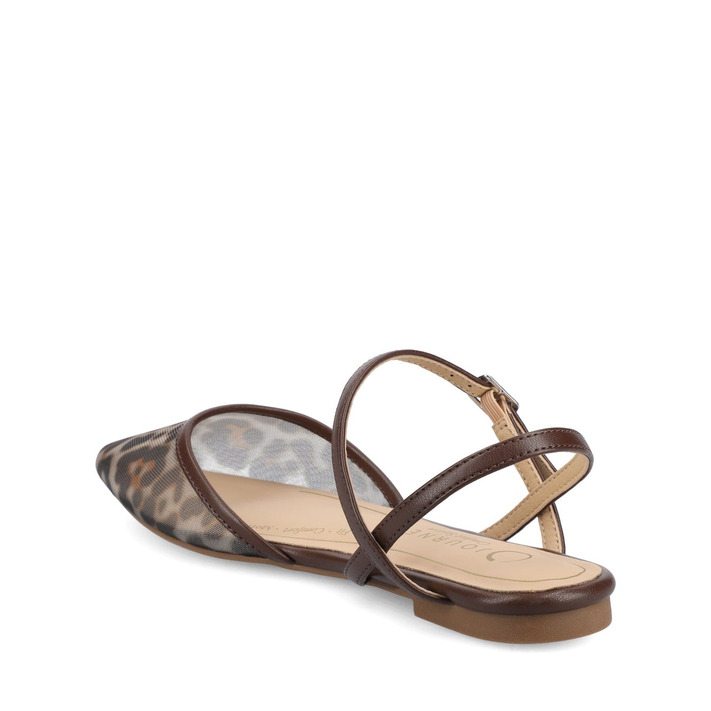 Journee MARTINE SLINGBACK FLATS - SNOW LEOPARD MESH