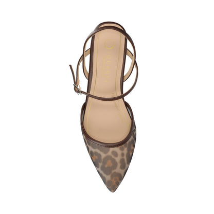 Journee MARTINE SLINGBACK FLATS - SNOW LEOPARD MESH