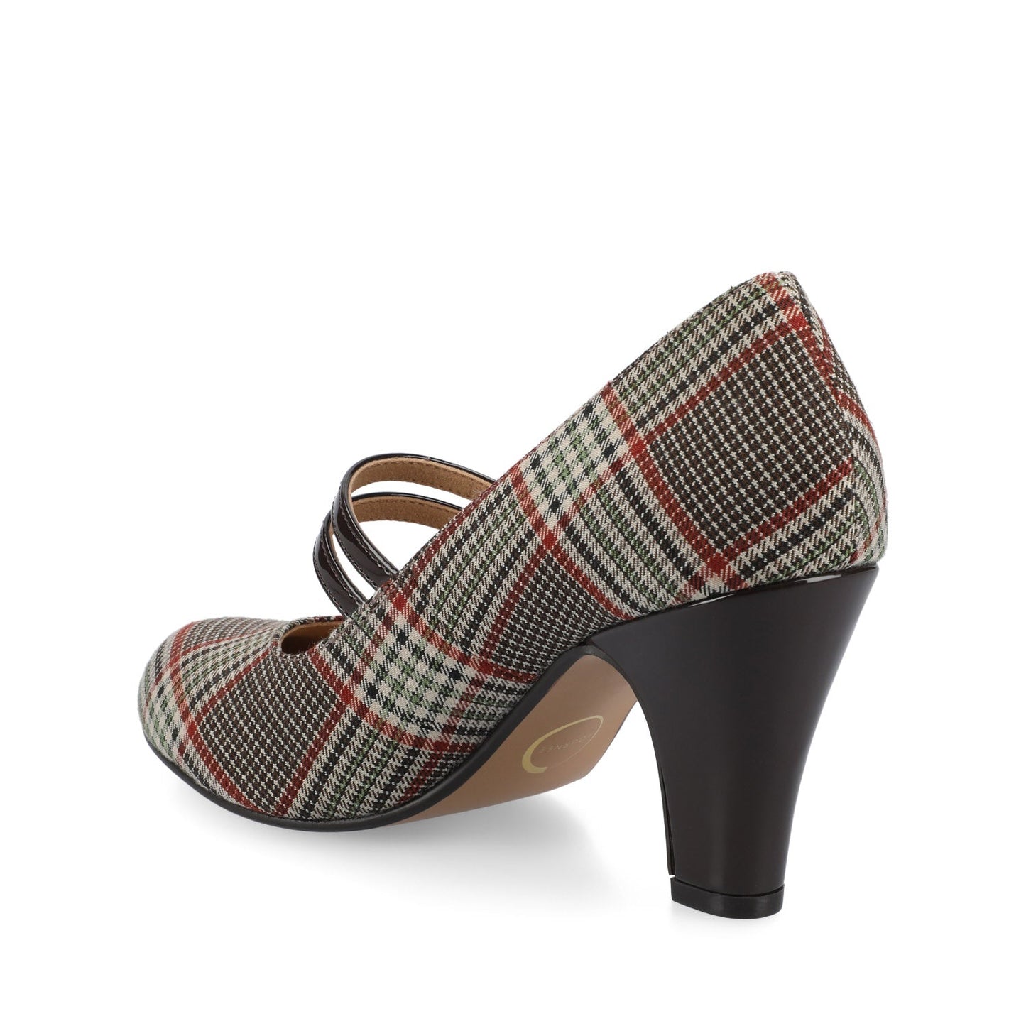 Journee WINDY MARY JANE PUMP HEELS IN STATEMENT - Cream Chocolate Plaid