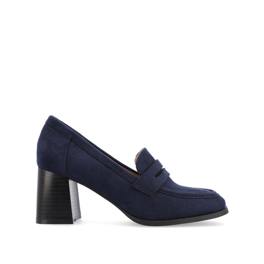 Journee MALLEAH BLOCK HEEL LOAFERS - Navy Nubuck