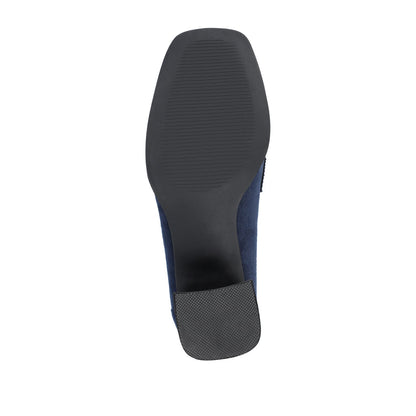 Journee MALLEAH BLOCK HEEL LOAFERS - Navy Nubuck