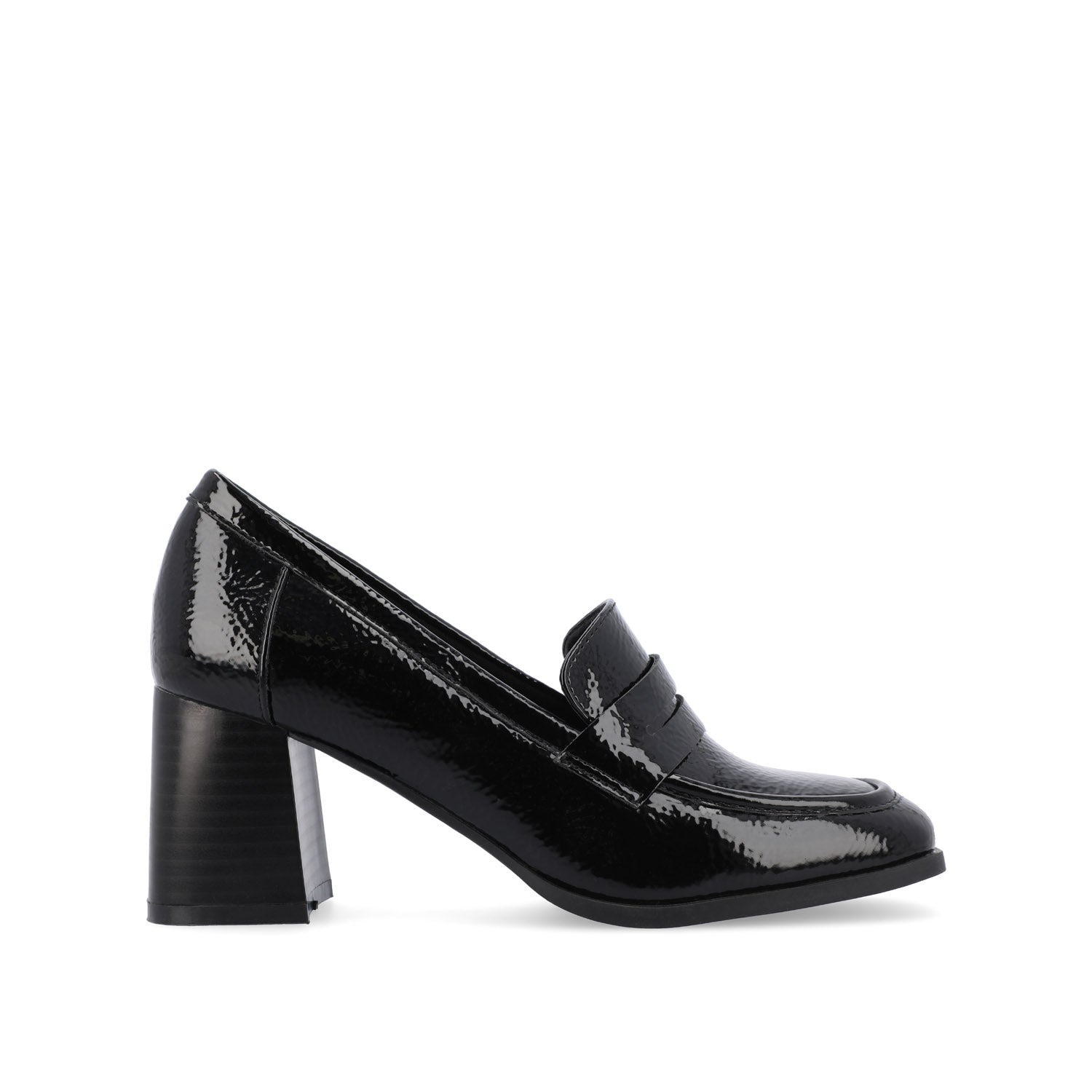 Journee MALLEAH BLOCK HEEL LOAFERS - Patent Black