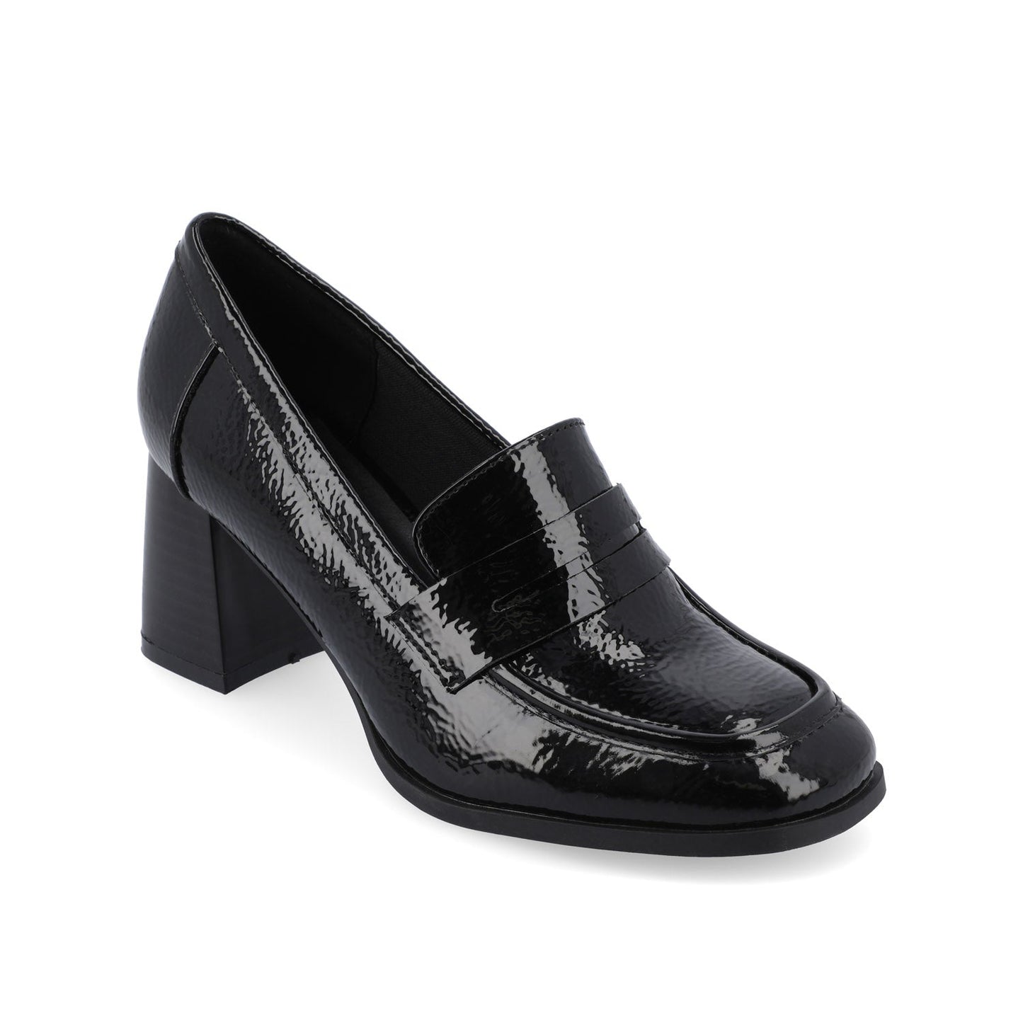 Journee MALLEAH BLOCK HEEL LOAFERS - Patent Black