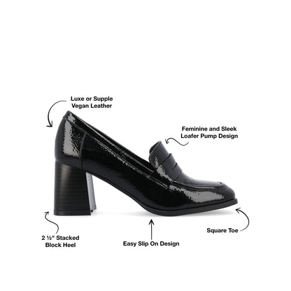 Journee MALLEAH BLOCK HEEL LOAFERS - Patent Black