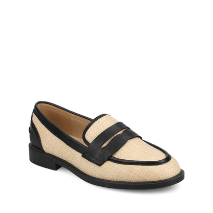Journee BROOKS PENNY LOAFER - Black/Natural Raffia