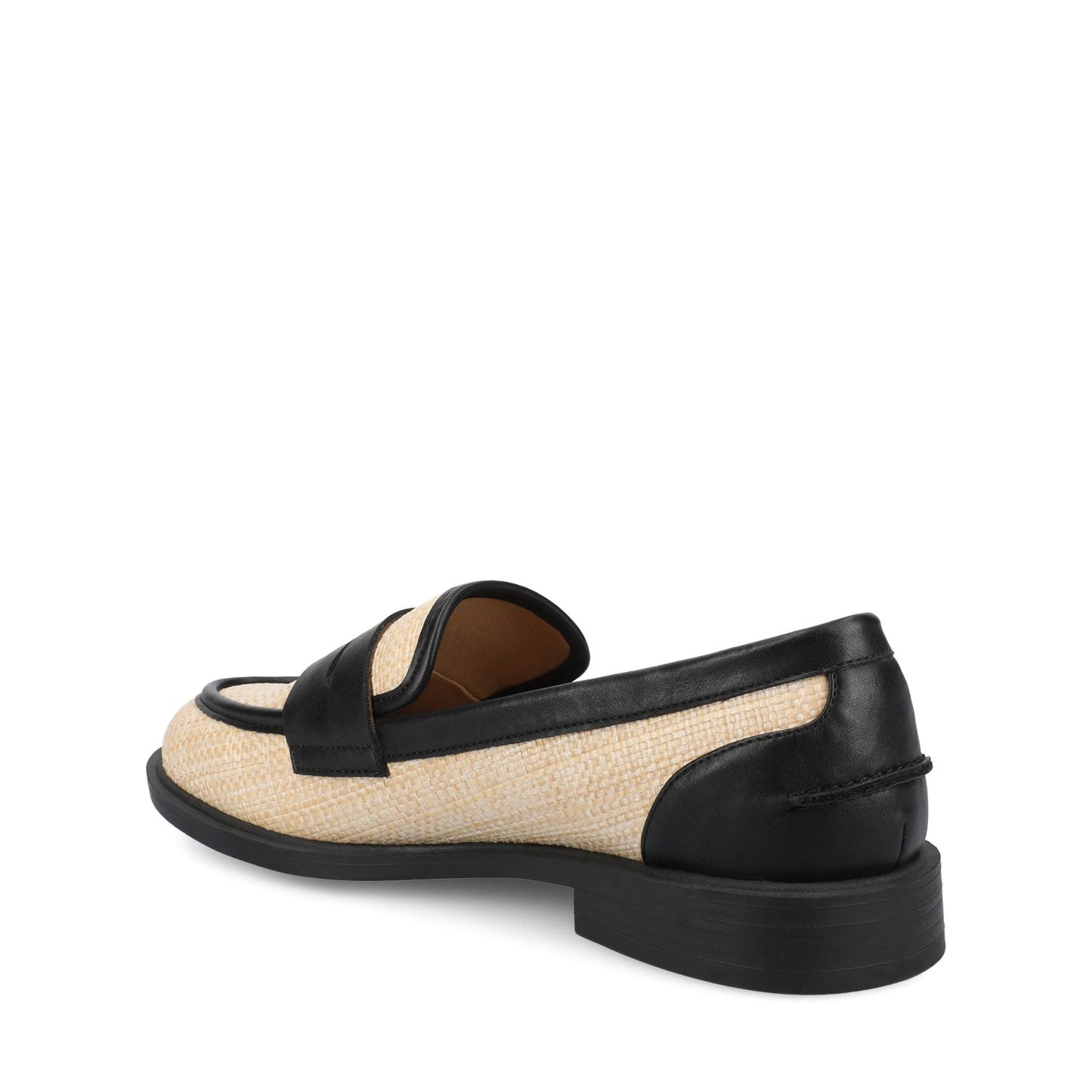 Journee BROOKS PENNY LOAFER - Black/Natural Raffia