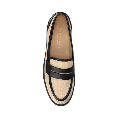 Journee BROOKS PENNY LOAFER - Black/Natural Raffia
