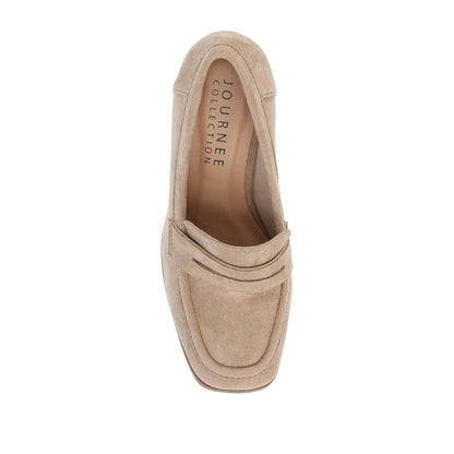 Journee MALLEAH BLOCK HEEL LOAFERS - Taupe