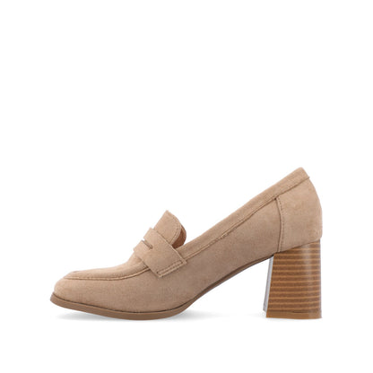 Journee MALLEAH BLOCK HEEL LOAFERS - Taupe