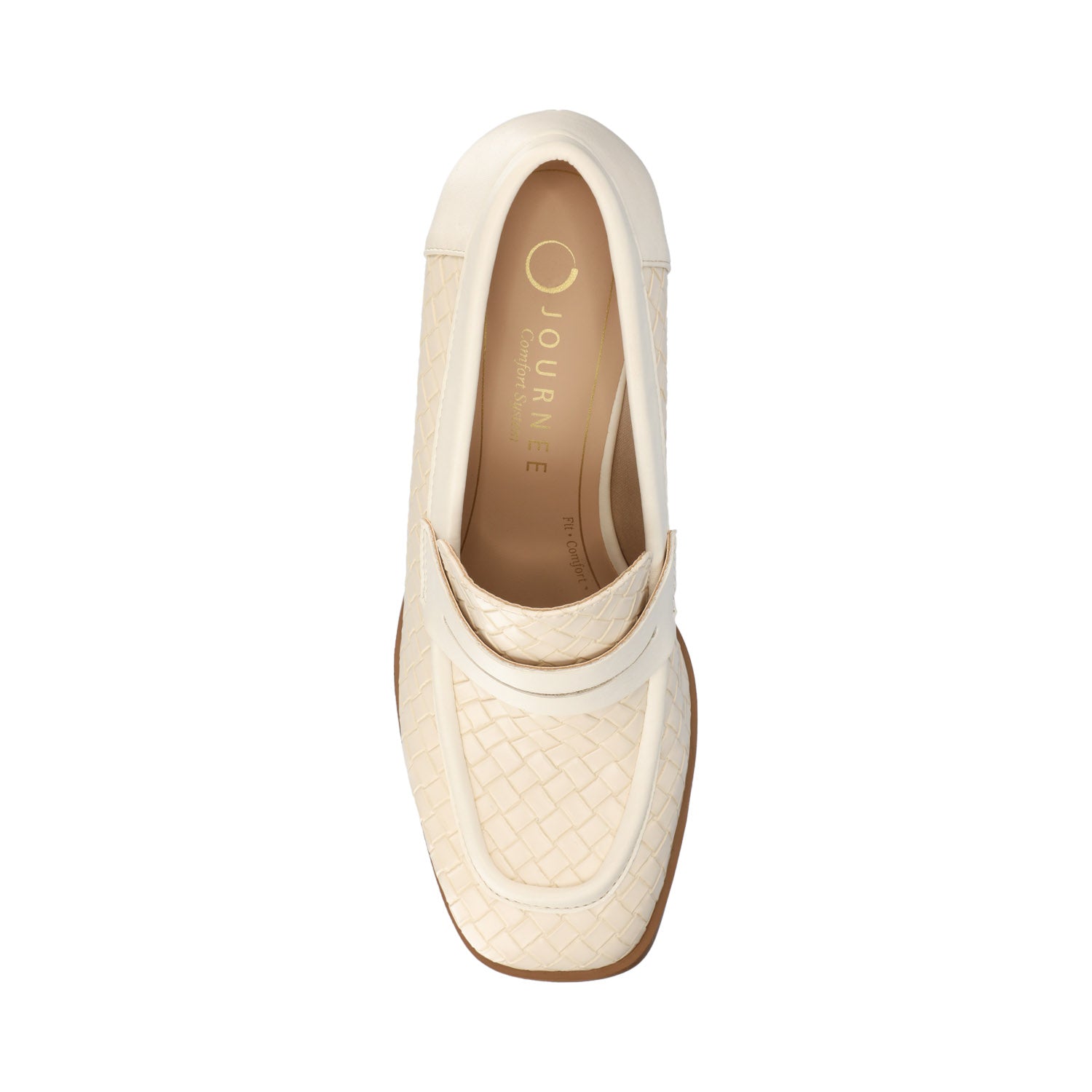 Journee MALLEAH BLOCK HEEL LOAFERS - Bone Woven