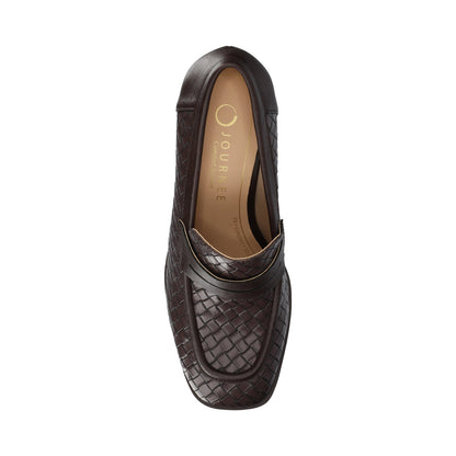 Journee MALLEAH BLOCK HEEL LOAFERS - Chocolate Woven