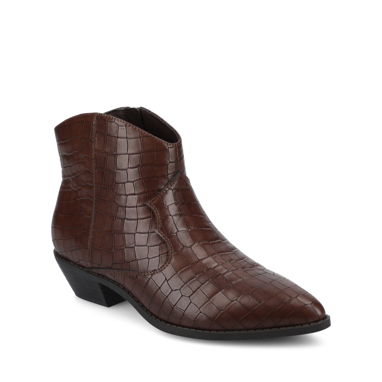 Journee TALIAH WESTERN ANKLE BOOTIES - Brown Croco