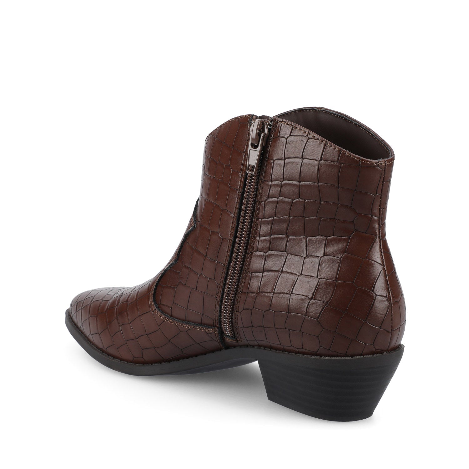 Journee TALIAH WESTERN ANKLE BOOTIES - Brown Croco