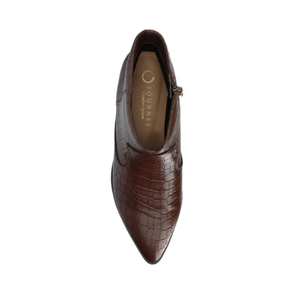 Journee TALIAH WESTERN ANKLE BOOTIES - Brown Croco
