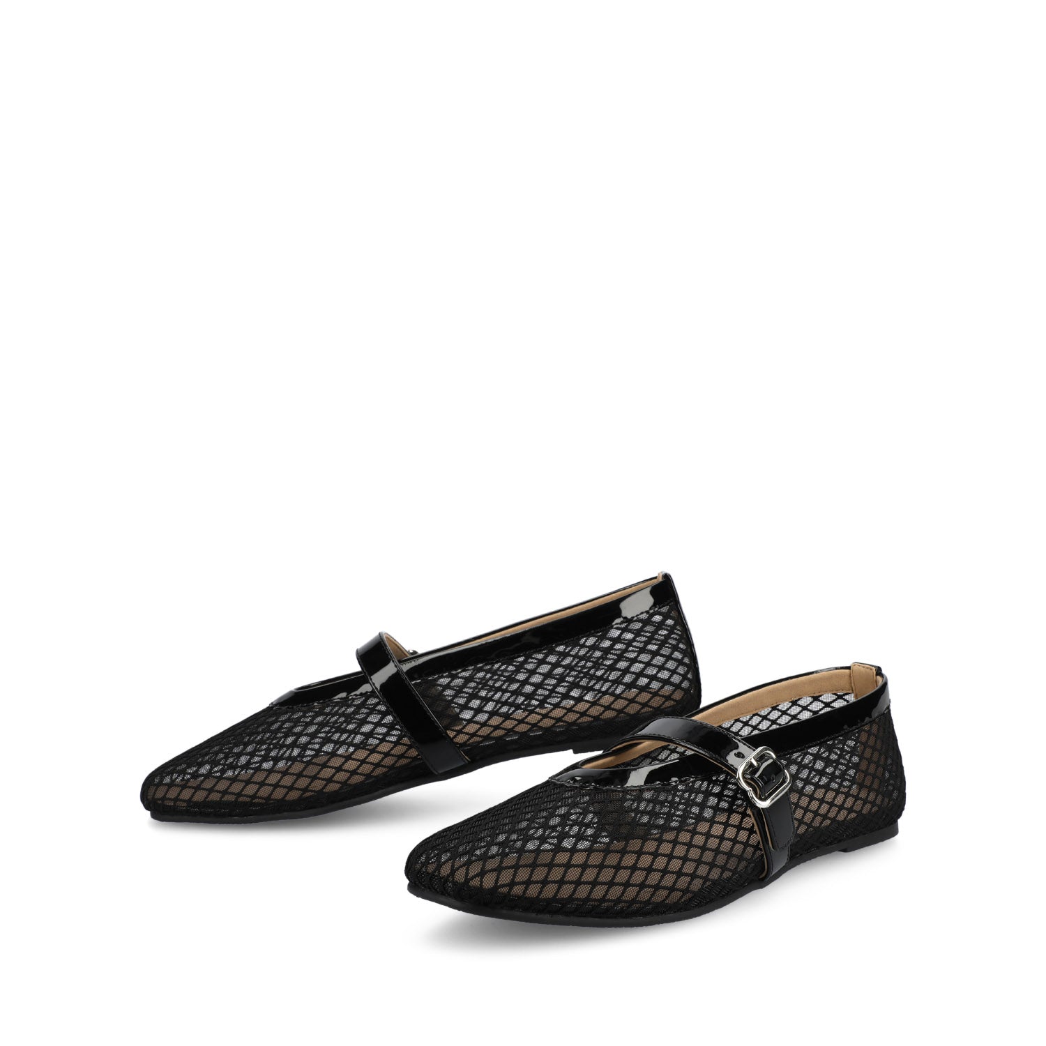 Journee CASHA MARY JANE FLATS IN MESH - Black Mesh
