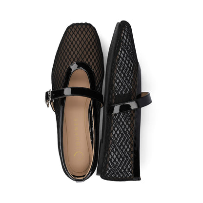 Journee CASHA MARY JANE FLATS IN MESH - Black Mesh