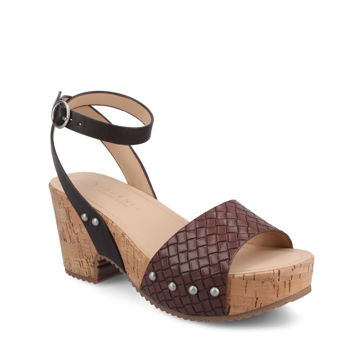Journee VANESSA PLATFORM CLOG SANDALS - Chocolate Woven