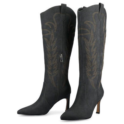 Journee LARAMIE KNEE HIGH WESTERN BOOTS - Charcoal