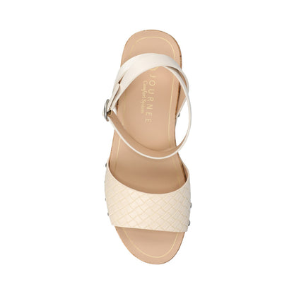 Journee VANESSA PLATFORM CLOG SANDALS - Bone Woven