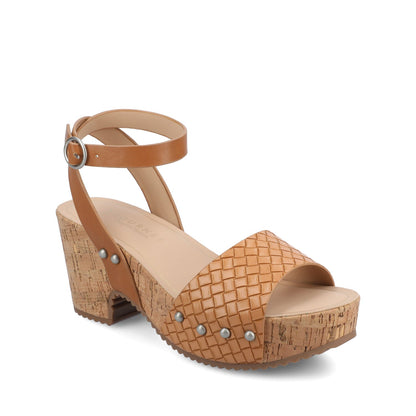 Journee VANESSA PLATFORM CLOG SANDALS - Tan Woven