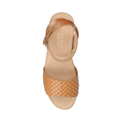 Journee VANESSA PLATFORM CLOG SANDALS - Tan Woven