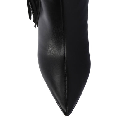 Journee DOLLY KNEE HIGH TASSEL WESTERN BOOTS - Black