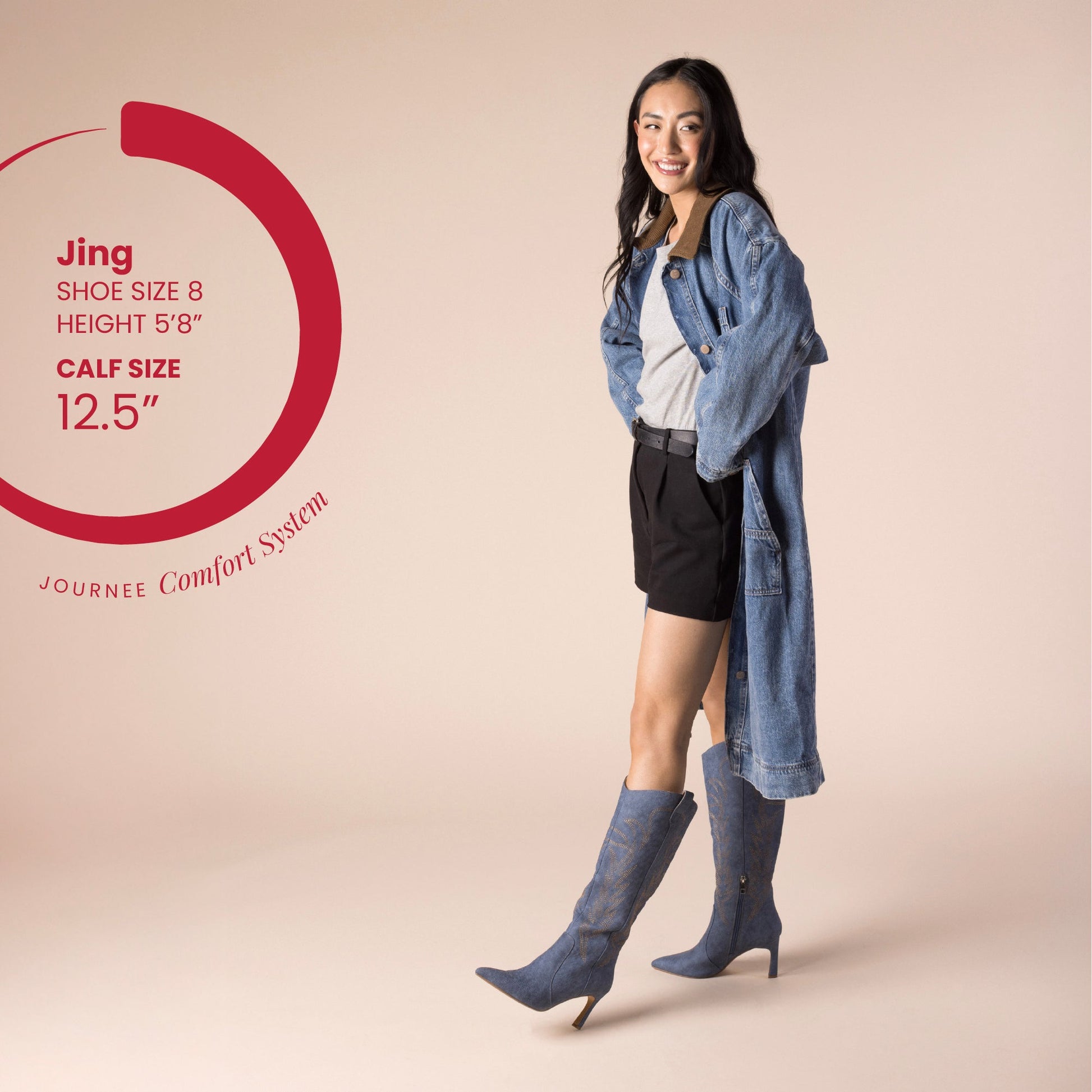 Journee LARAMIE KNEE HIGH WESTERN BOOTS - Denim
