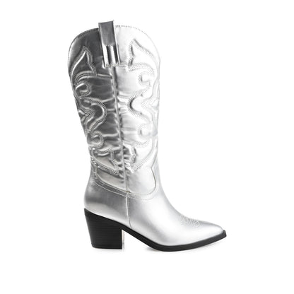 Journee CHANTRY COWGIRL BOOTS IN VEGAN LEATHER - Silver PU