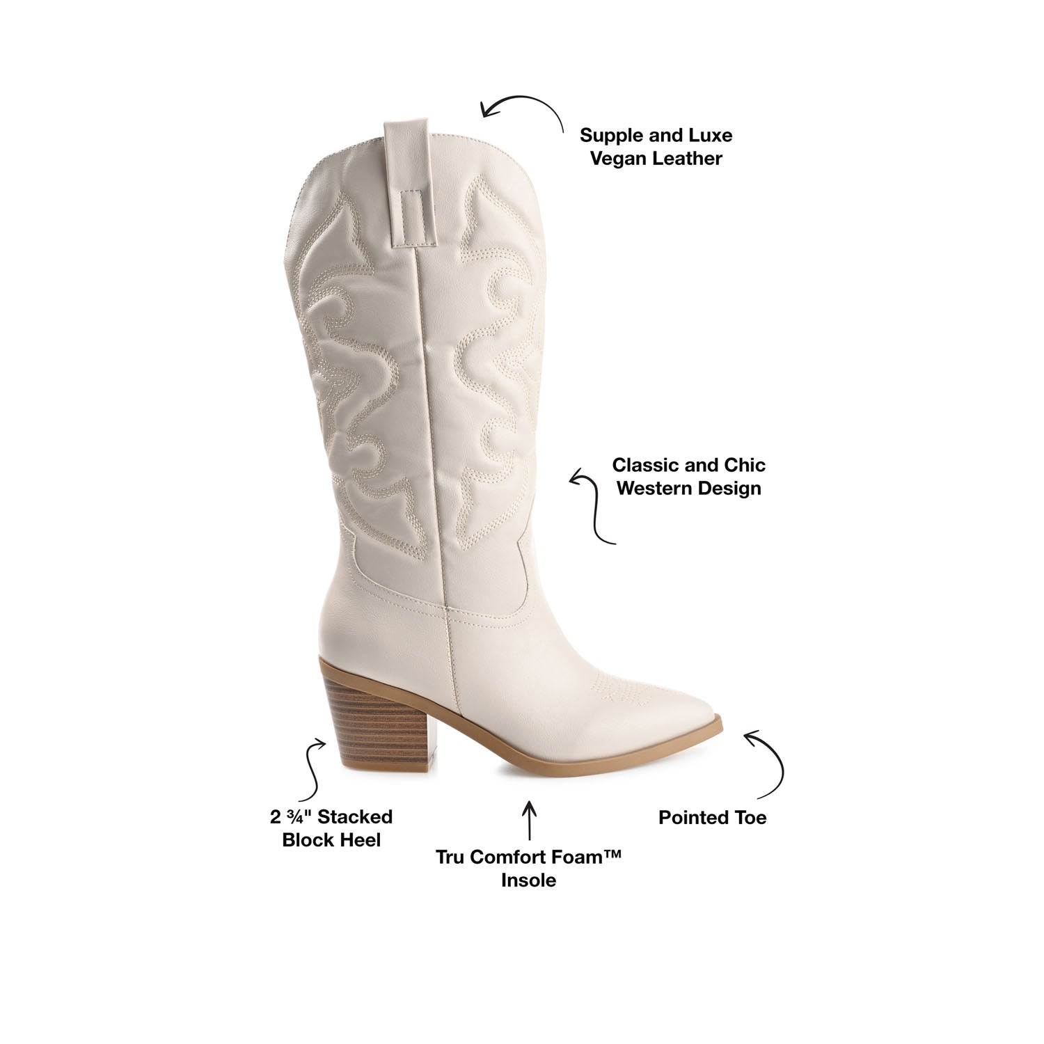 Journee CHANTRY COWGIRL BOOTS IN VEGAN LEATHER - Silver PU