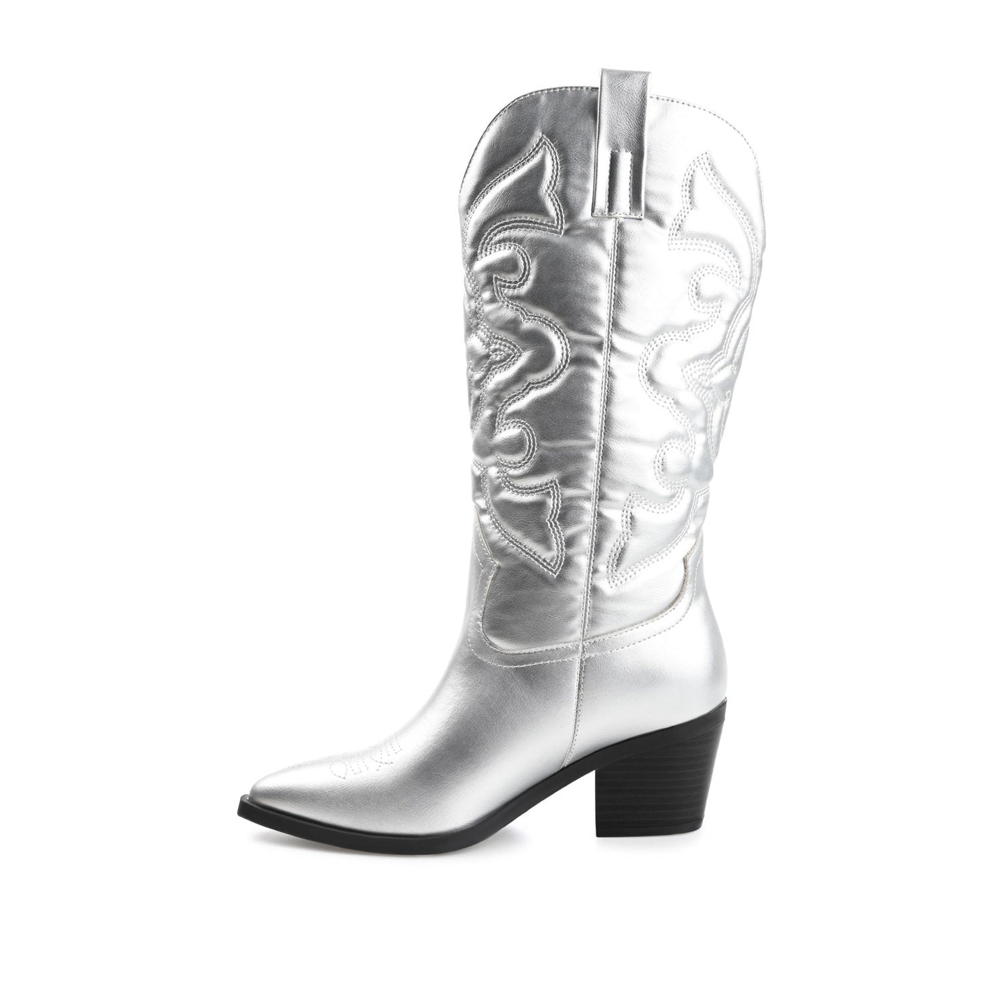 Journee CHANTRY COWGIRL BOOTS IN VEGAN LEATHER - Silver PU