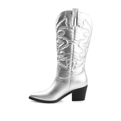 Journee CHANTRY COWGIRL BOOTS IN VEGAN LEATHER - Silver PU