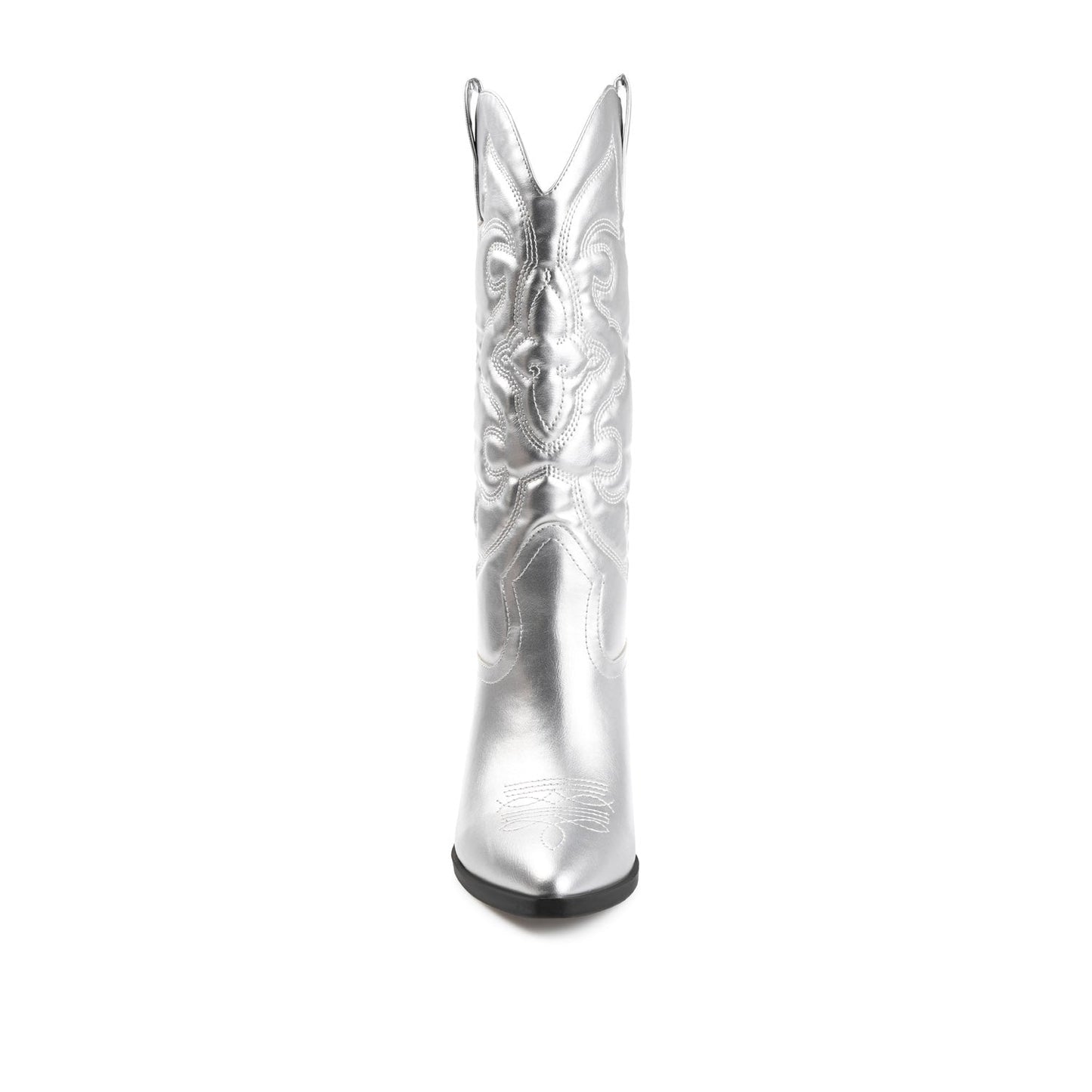 Journee CHANTRY COWGIRL BOOTS IN VEGAN LEATHER - Silver PU