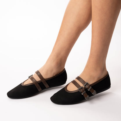 Journee FLORENE MARY JANE WESTERN FLATS - Black Chocolate