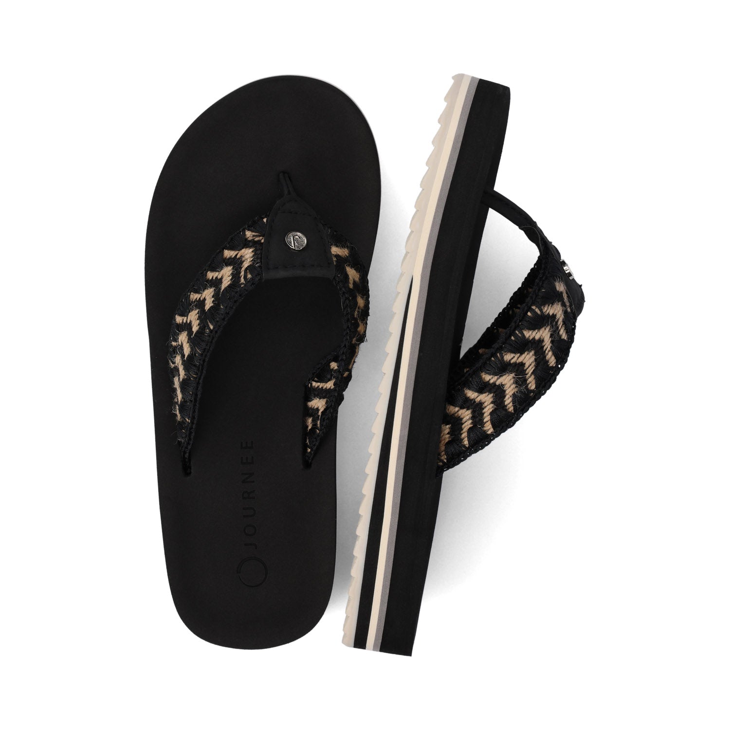 Journee ELODDIE WOVEN STRAP BEACH SANDALS - Black