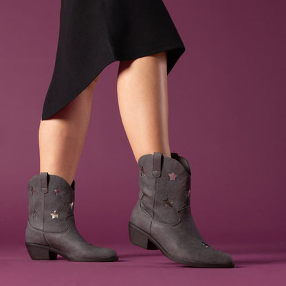Journee UNDERWOOD WESTERN STAR BOOTIES - Charcoal