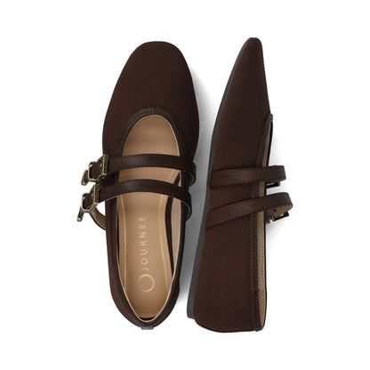 Journee FLORENE MARY JANE WESTERN FLATS - Chocolate