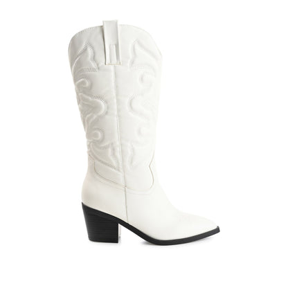Journee CHANTRY COWGIRL BOOTS IN VEGAN LEATHER - White PU