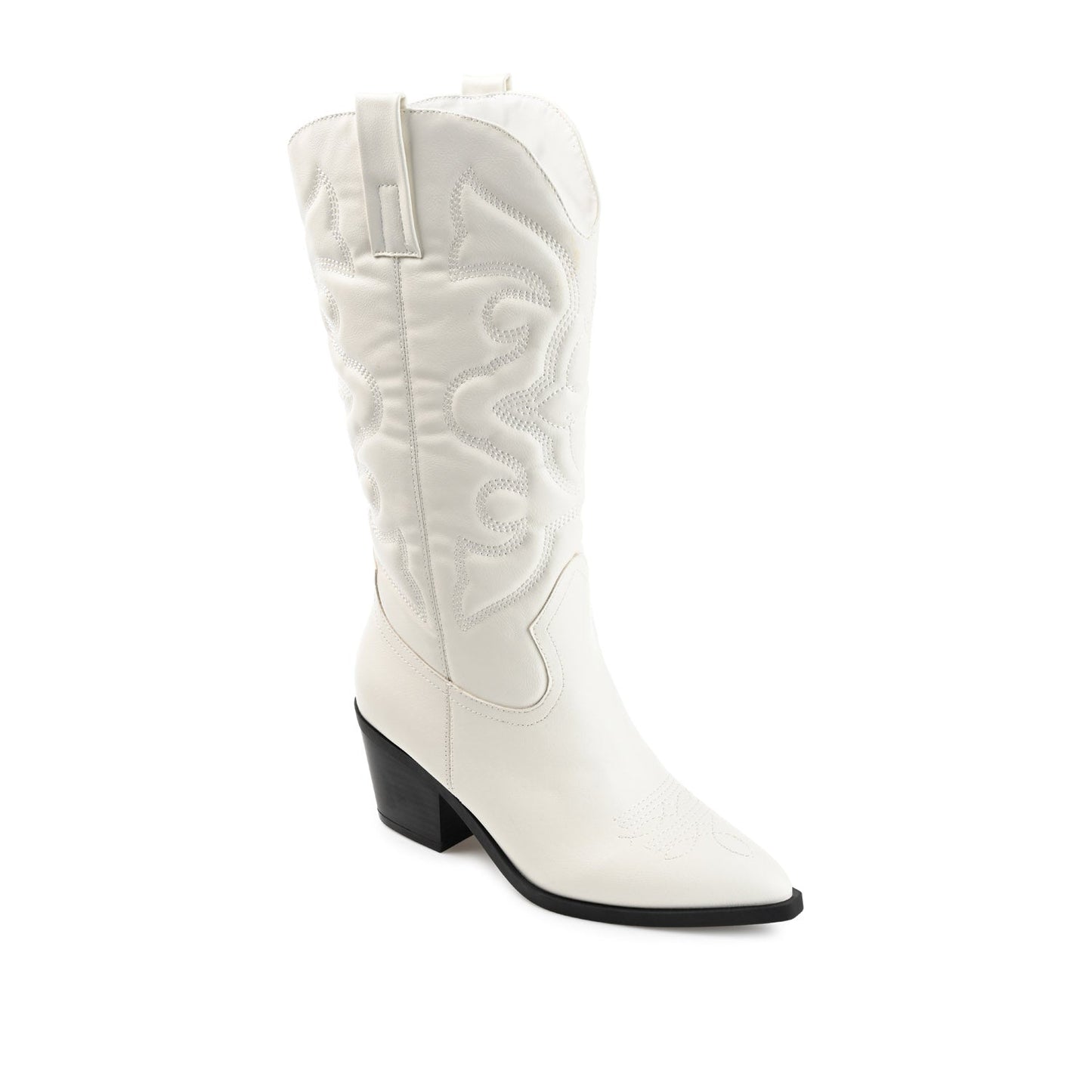 Journee CHANTRY COWGIRL BOOTS IN VEGAN LEATHER - White PU