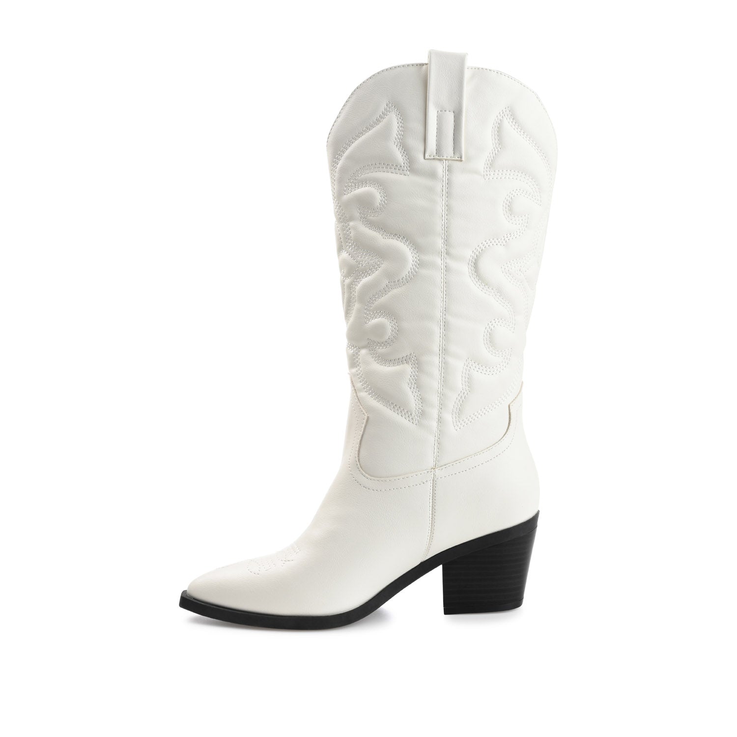 Journee CHANTRY COWGIRL BOOTS IN VEGAN LEATHER - White PU