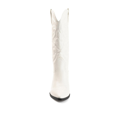 Journee CHANTRY COWGIRL BOOTS IN VEGAN LEATHER - White PU