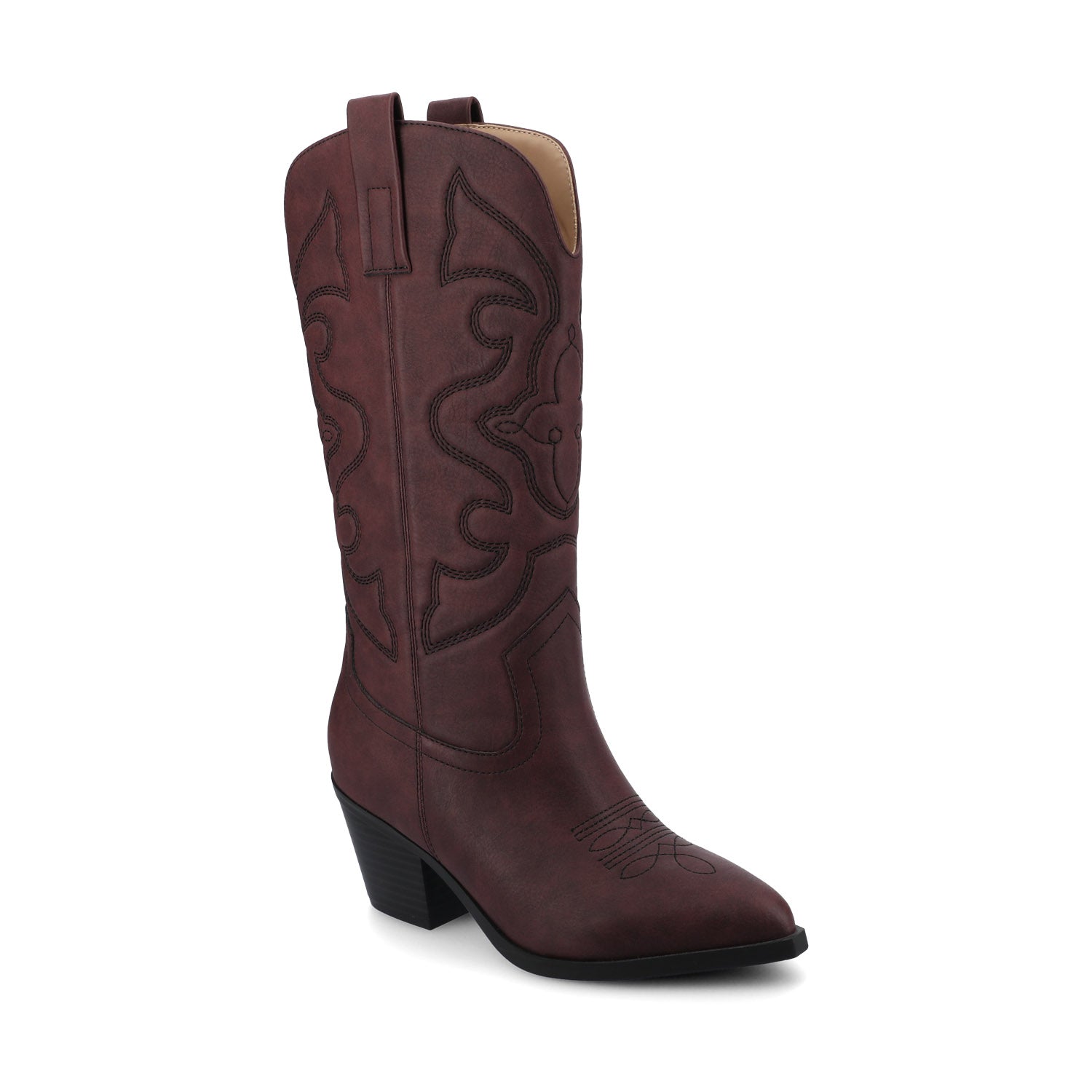 Journee CHANTRY COWGIRL BOOTS IN VEGAN LEATHER - Oxblood Nubuck